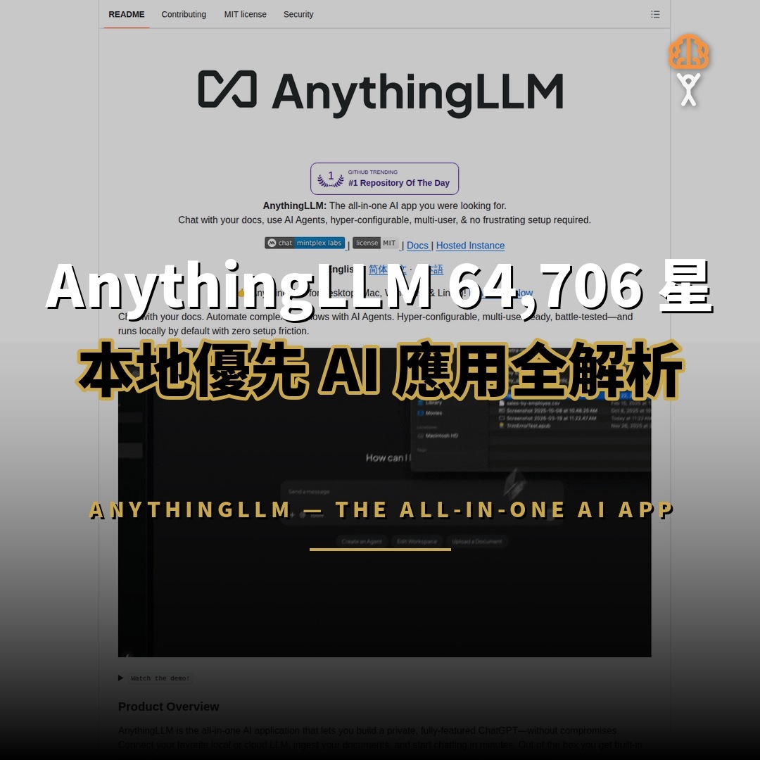 64,706 星開源項目：AnythingLLM — 本地優先的全能 AI 應用
