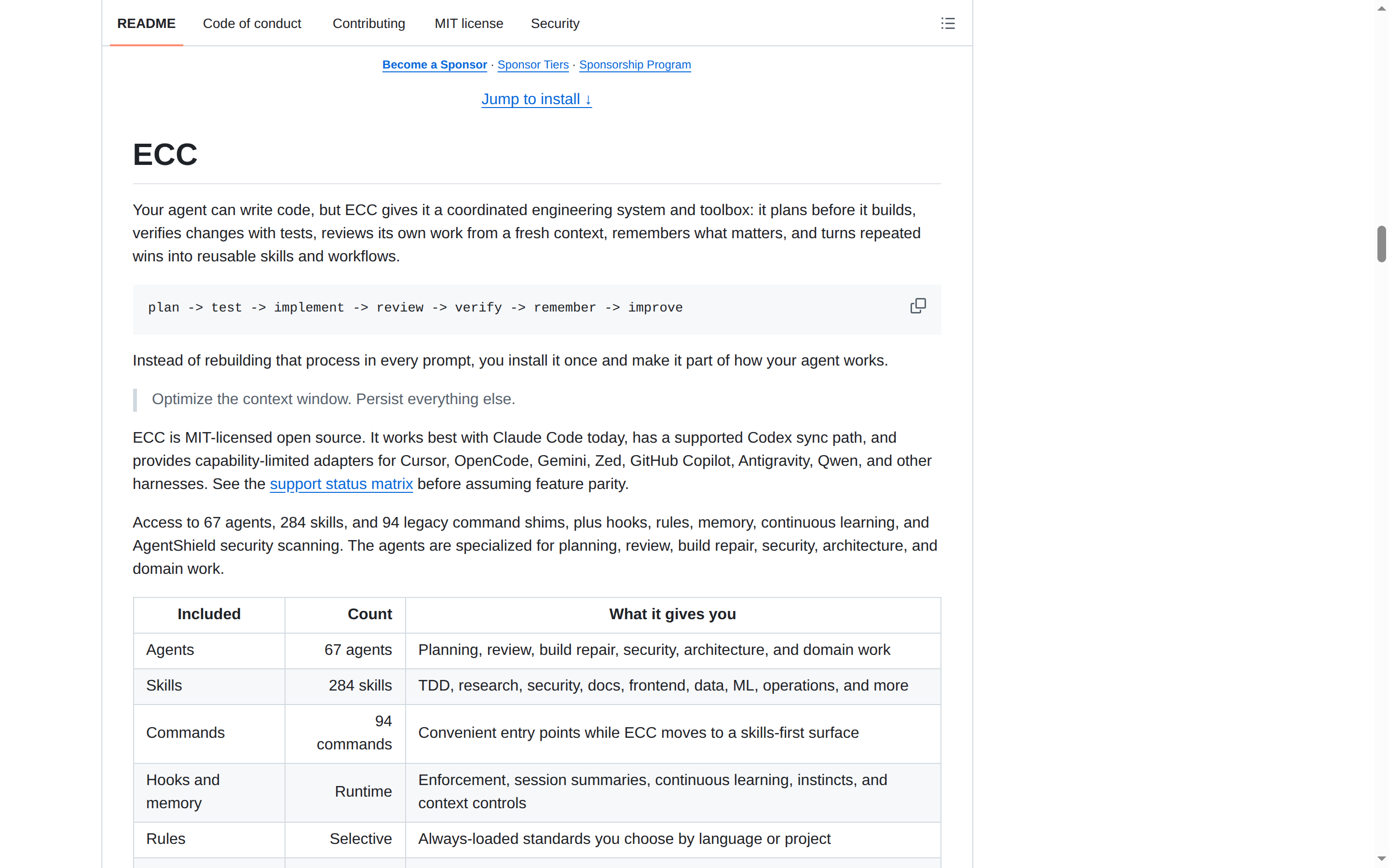 ECC README 開頭（項目名稱 + 標語）